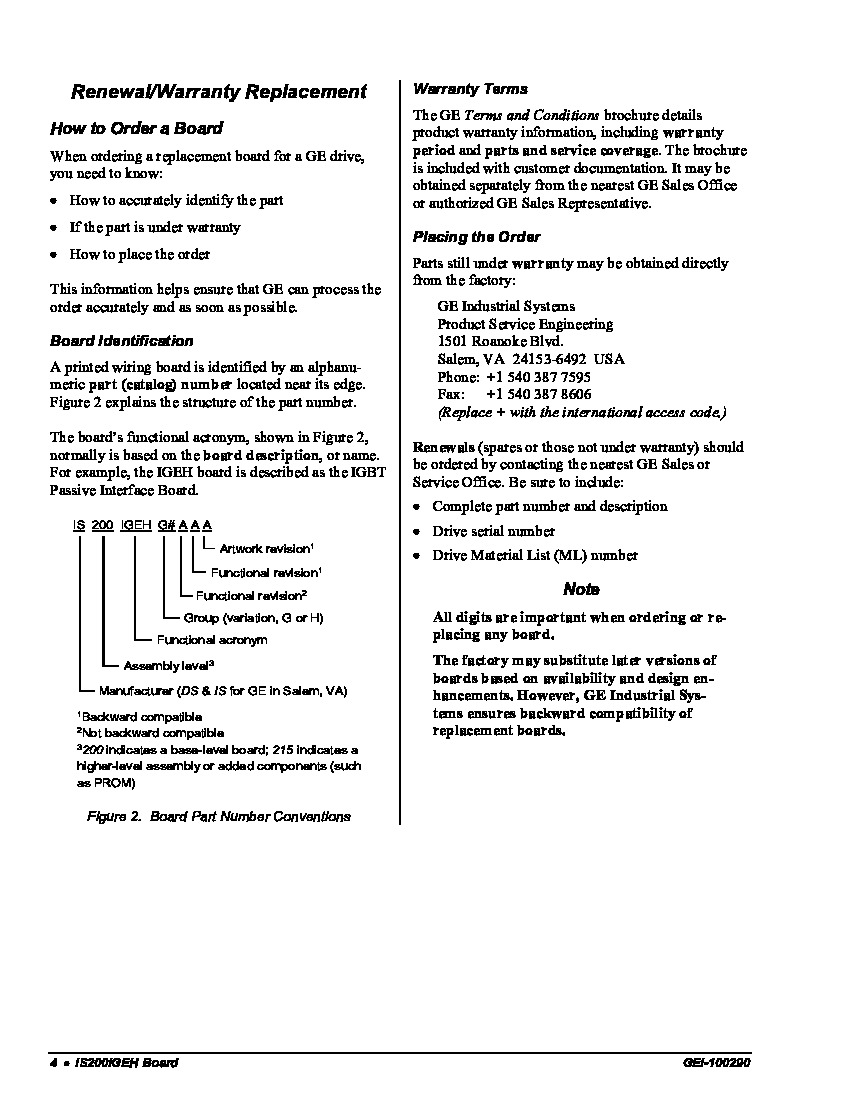 First Page Image of IS200IGEHG1A Passive Interface Board Renewal Replacement Warranty.pdf